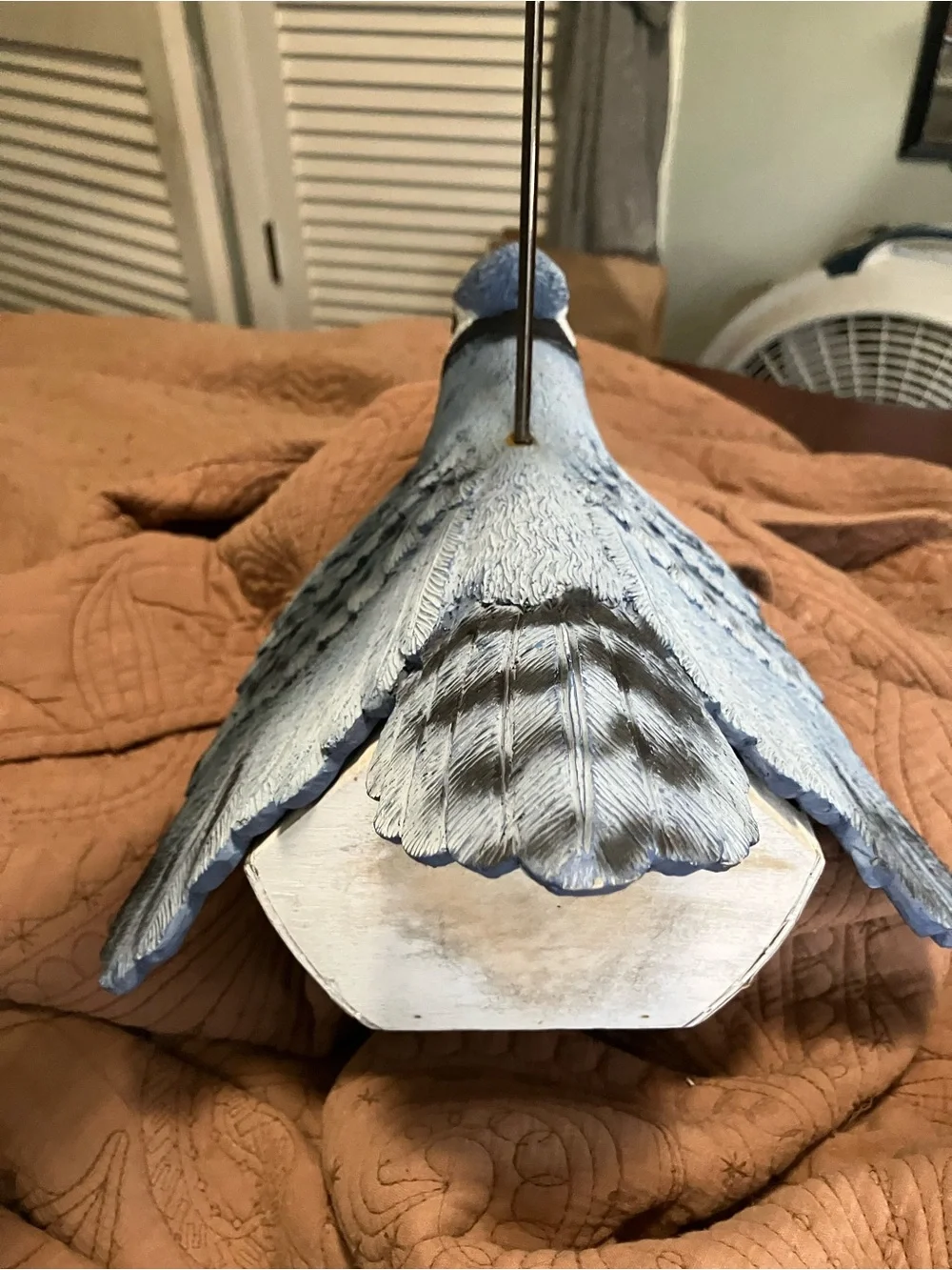 Handmade Hanging Blue Jay Shaped Bird Feeder